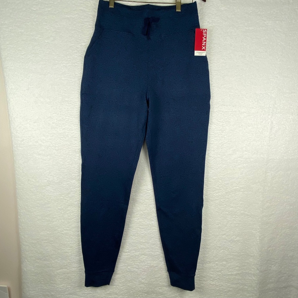 New Spanx Supersmooth Women's Medium SoftStretch Slim Jogger Navy Blue Heather